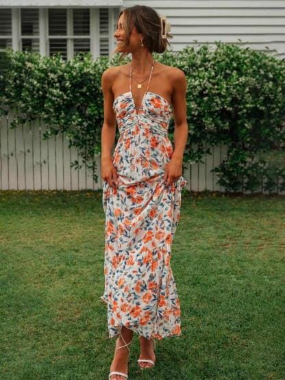 Louise -  Maxi-Sommerkleid mit Neckholder und Blumenmuster
