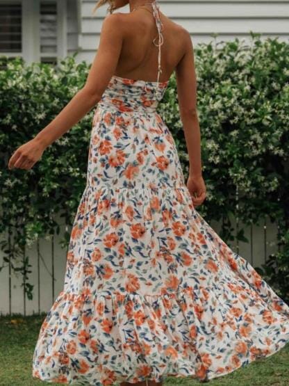 Louise -  Maxi-Sommerkleid mit Neckholder und Blumenmuster