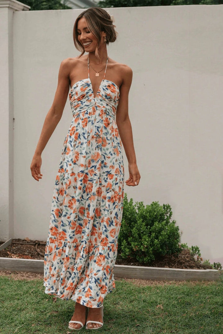 Louise -  Maxi-Sommerkleid mit Neckholder und Blumenmuster