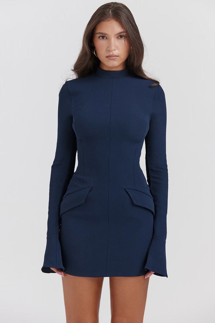 Zevuri ™ | Gestricktes, figurbetontes Minikleid mit Taschendetail