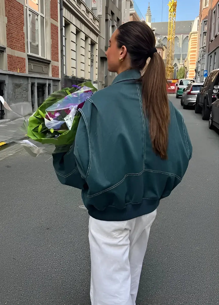 Lässige Oversized Lederjacke