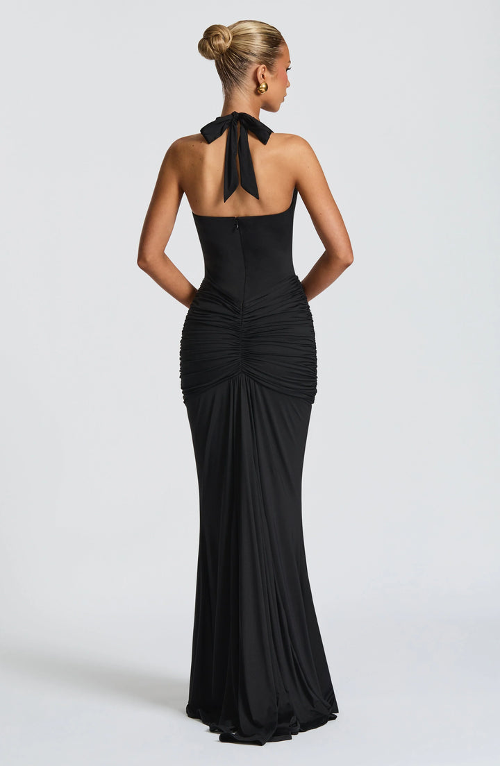 Rhea - Drapiertes Jersey-Maxikleid