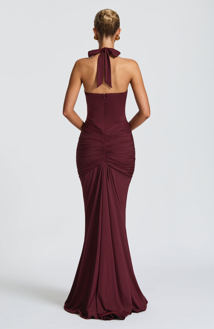 Rhea - Drapiertes Jersey-Maxikleid