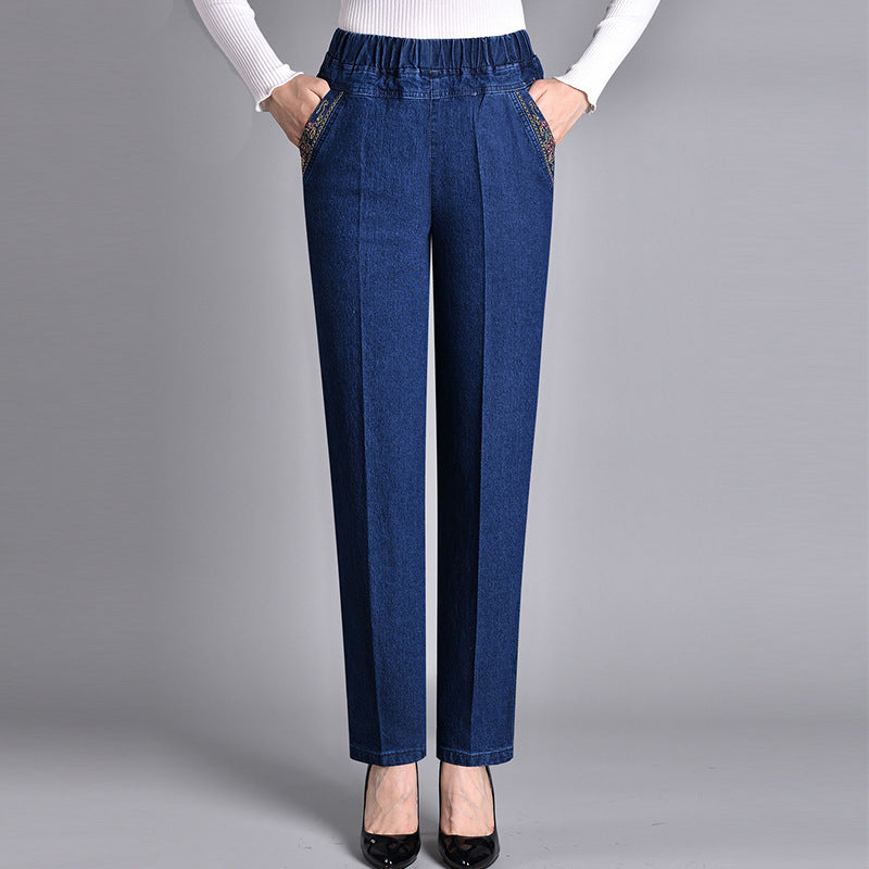 Gela - Damenjeans mit Seitentaschen und elastischem Bund
