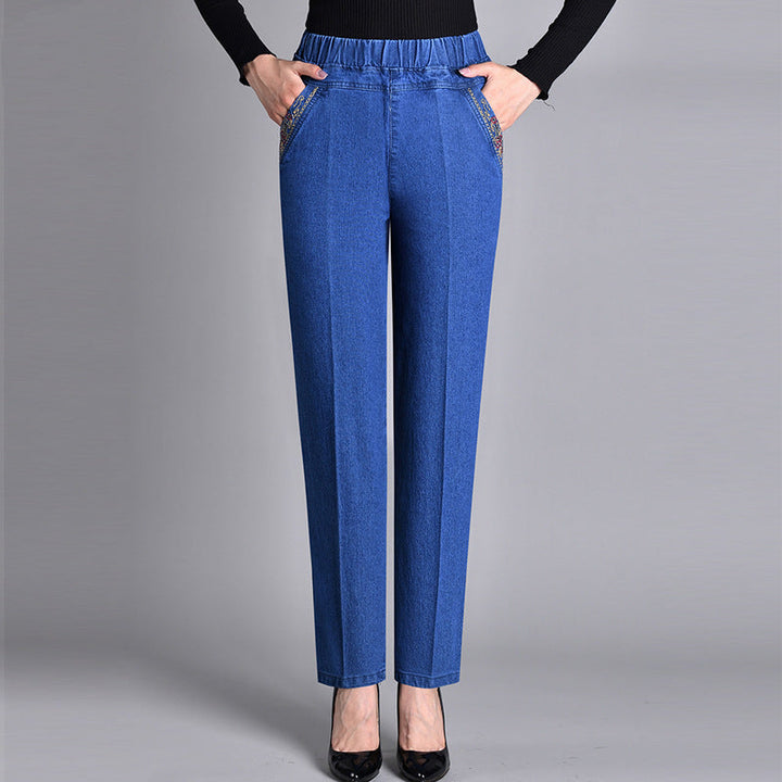 Gela - Damenjeans mit Seitentaschen und elastischem Bund