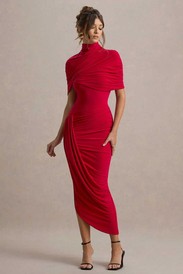 Taylor - Asymmetrisches, Verdrehtes Cape Maxikleid