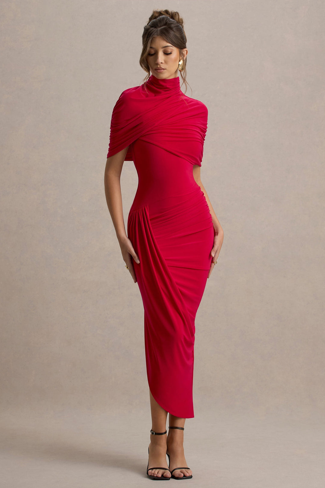Taylor - Asymmetrisches, Verdrehtes Cape Maxikleid