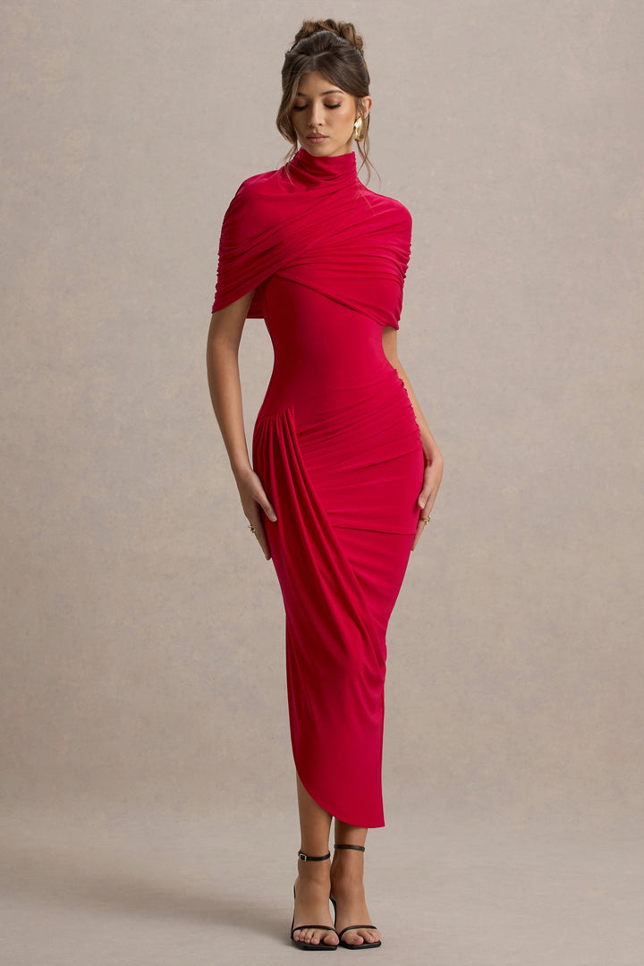 Taylor - Asymmetrisches, Verdrehtes Cape Maxikleid