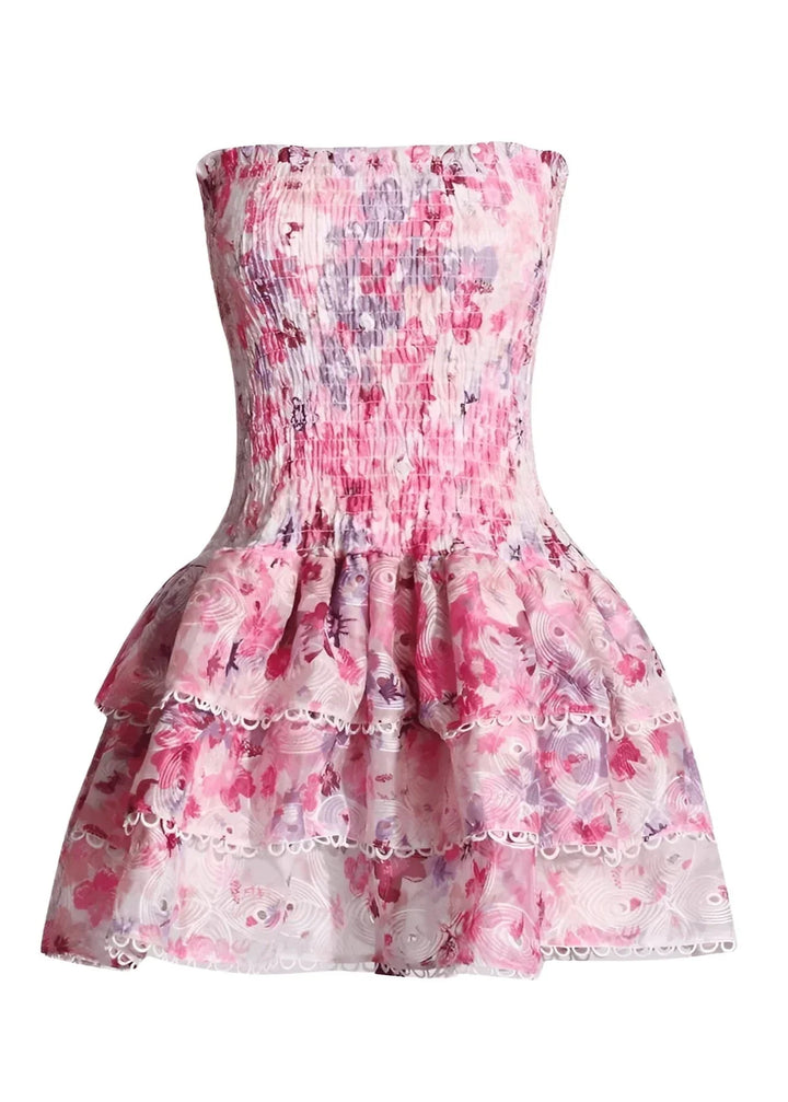Cecilia | Trägerloses Blumenkleid