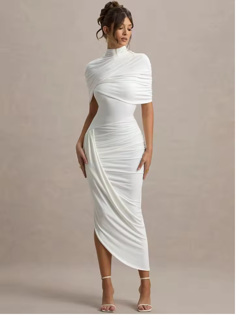 Taylor - Asymmetrisches, Verdrehtes Cape Maxikleid