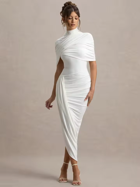 Taylor - Asymmetrisches, Verdrehtes Cape Maxikleid