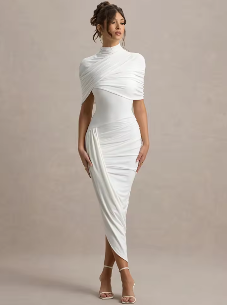 Taylor - Asymmetrisches, Verdrehtes Cape Maxikleid