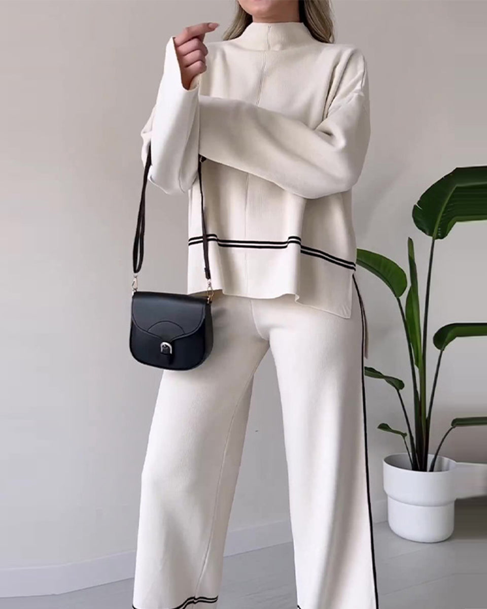 Casual Zweiteiler Damen-Set mit Patchwork
