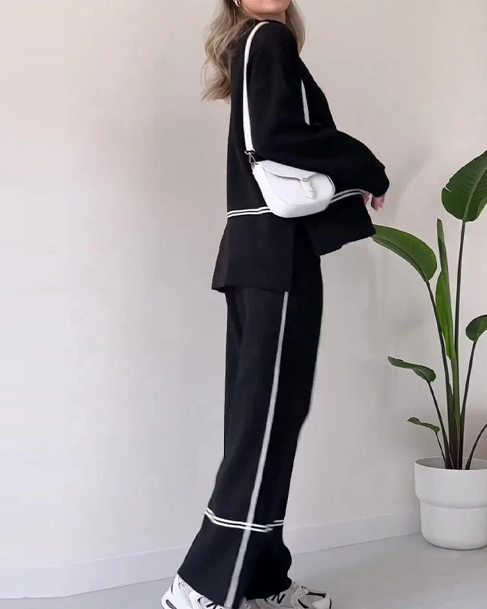 Casual Zweiteiler Damen-Set mit Patchwork