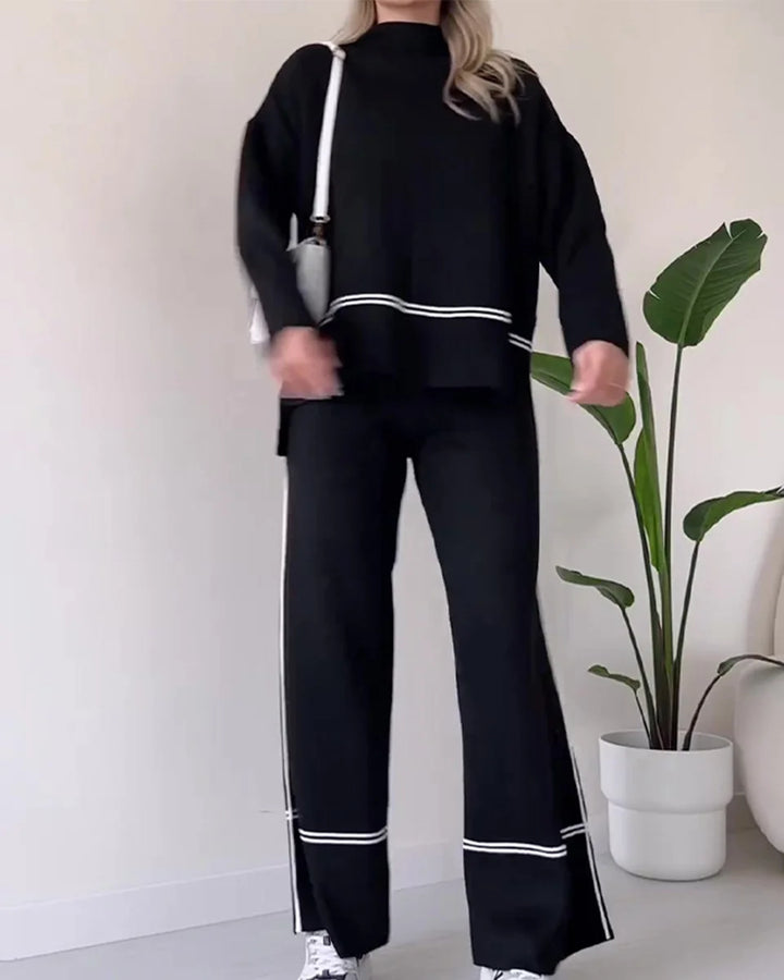 Casual Zweiteiler Damen-Set mit Patchwork